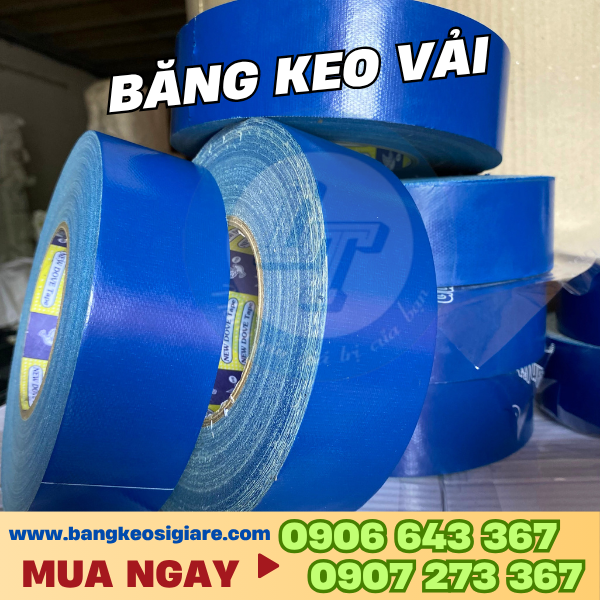 Băng keo vải giá sỉ nhiều màu, có vân dễ xé bằng tay Băng keo vải xanh sản xuất theo yêu cầu
