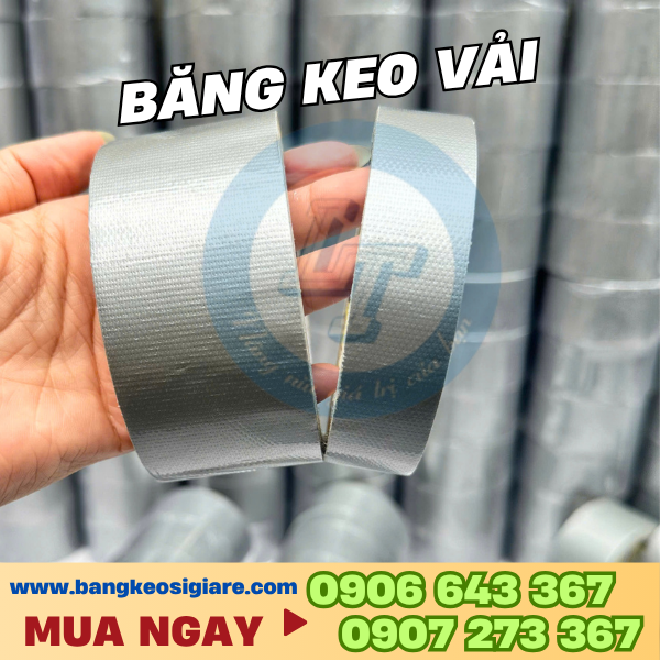 Băng keo vải giá sỉ nhiều màu, có vân dễ xé bằng tay Băng keo vải xám đa dạng kích thước