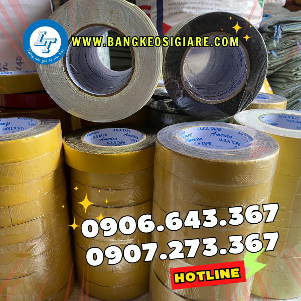 GIÁ TỐT BĂNG KEO XỐP 2 MẶT DÁN TƯỜNG băng keo mút xốp vỏ vàng ruột trắng