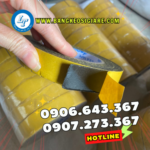 GIÁ TỐT BĂNG KEO XỐP 2 MẶT DÁN TƯỜNG băng keo mút xốp vỏ vàng ruột đen