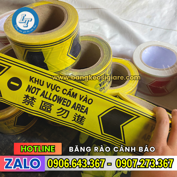 BĂNG RÀO CẢNH BÁO CÔNG TRÌNH BÁN SỈ LẺ THEO CUỘN băng rào cảnh báo nền vàng chữ đen