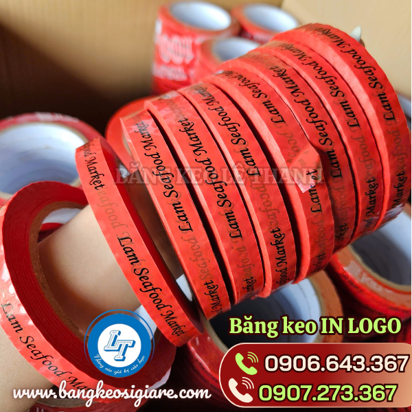 Băng keo in logo trên nền màu kích thước 1f2 Băng keo in logo trên nền màu kích thước 1f2