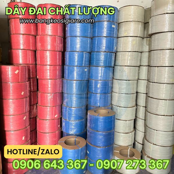 Dây đai đóng hàng chịu lực giá sỉ tại TPHCM Dây đai PP sẵn kho, cuộn 10kg