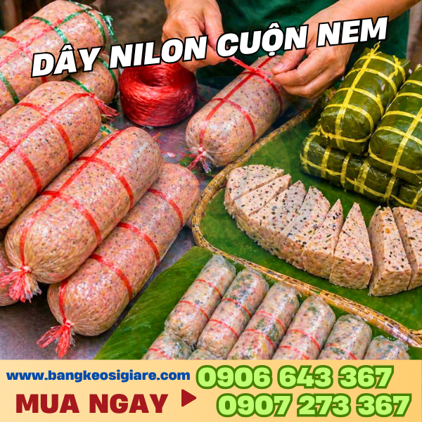 Dây nilon cuộn nem giá sỉ TP.HCM – Dây buộc nem giá rẻ số lượng lớn Dây nilon cuộn dùng buộc nem, chả