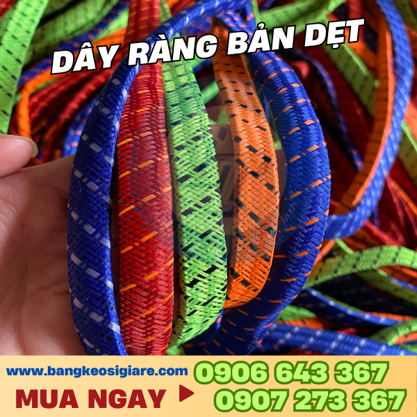Dây thun ràng hàng bản dẹt giá sỉ đủ màu Dây thun ràng bản dẹt 1.5cm