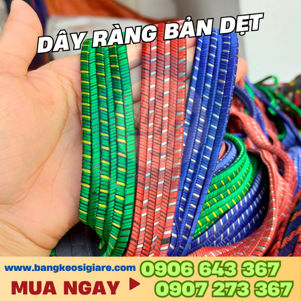 Dây thun ràng hàng bản dẹt giá sỉ đủ màu Dây thun ràng bản dẹt 2.5cm