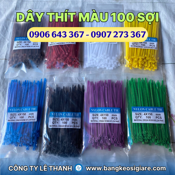 Dây thít màu túi 100 sợi giá sỉ nhiều kích cỡ Dây thít màu đóng bịch 100 sợi gọn gàng