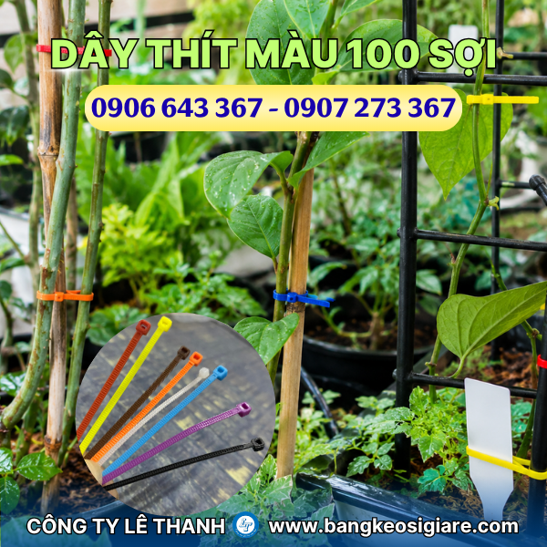 Dây thít màu túi 100 sợi giá sỉ nhiều kích cỡ Dây thít màu ứng dụng cột giàn cây