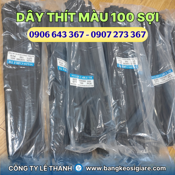 Dây thít màu túi 100 sợi giá sỉ nhiều kích cỡ Dây thít màu đen size 10 x 500mm