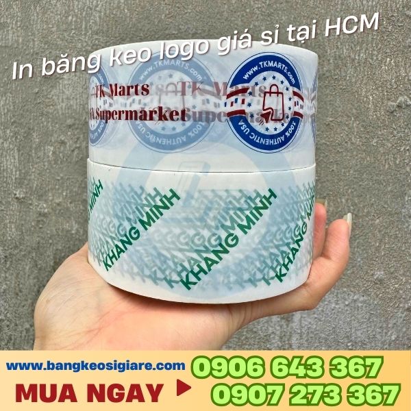 In băng keo logo giá sỉ tại HCM Băng keo in logo trên nền màu