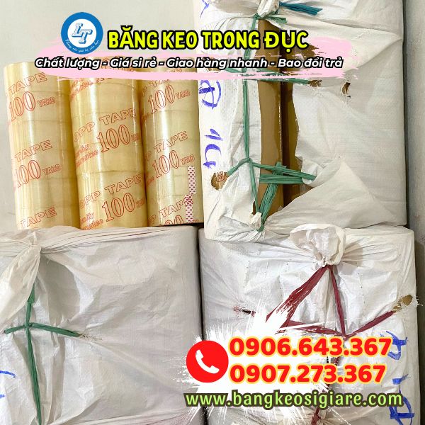 băng keo trong đục dán thùng giá xuất xưởng kho băng keo trong đục dán thùng