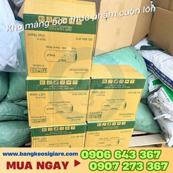 Kho sỉ màng bọc thực phẩm cuộn lớn giá rẻ cho nhà hàng và bếp ăn Kho sẵn thùng màng bọc thực phẩm chất lượng