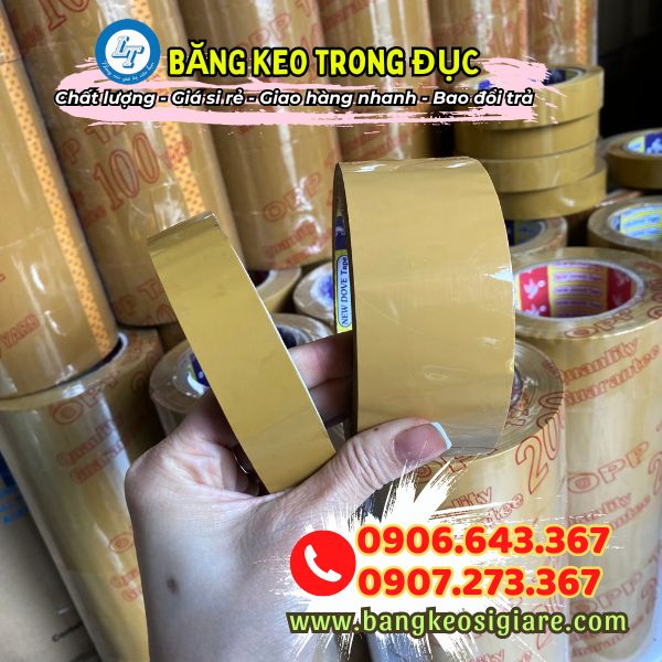 băng keo trong đục dán thùng giá xuất xưởng Kích thước băng keo đục dán thùng