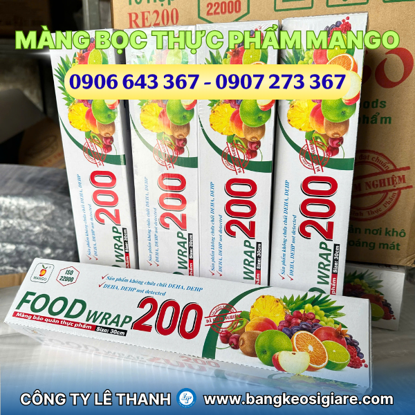 Màng bọc thực phẩm Mango Food Wrap 200 giá sỉ 10 cuộn/thùng Màng bọc Mango Foodwrap 200 đóng hộp gọn gàng