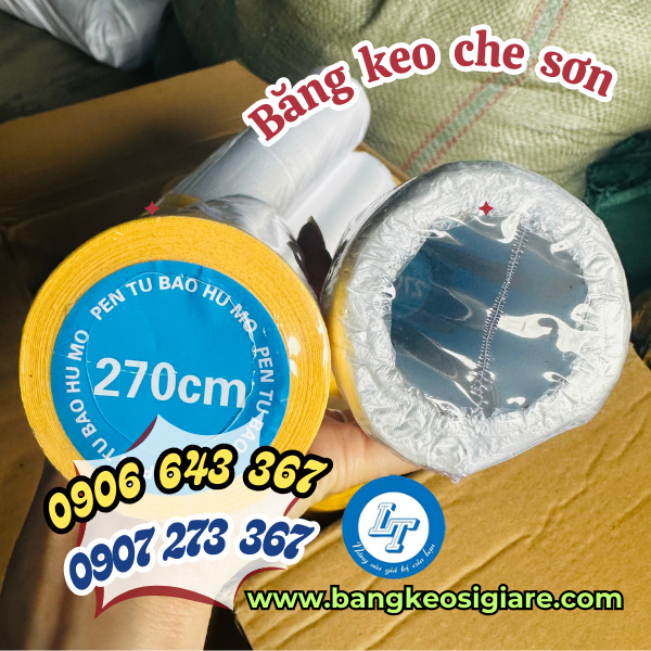 Phân phối sỉ băng dính che sơn nilon chống thấm giá rẻ màng nilon che sơn chắn bụi 270cm