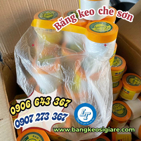 Phân phối sỉ băng dính che sơn nilon chống thấm giá rẻ màng nilon che sơn chắn bụi có lớp màng trắng