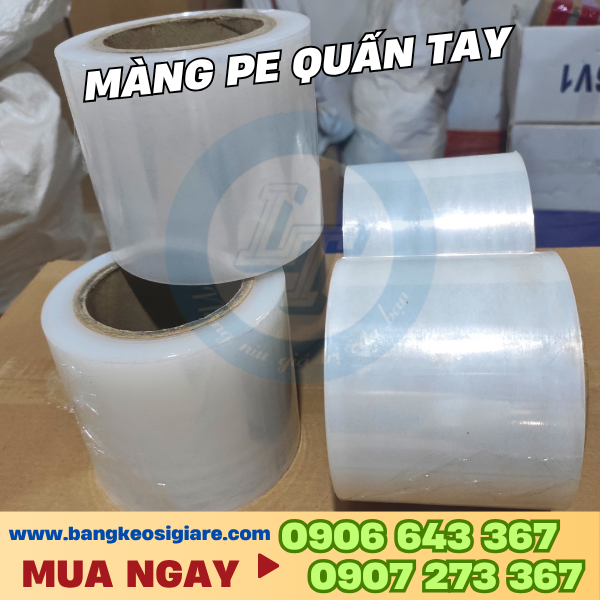 Màng pe quấn tay giá rẻ chất lượng cao Màng pe quấn tay trắng 540gam khổ 10cm