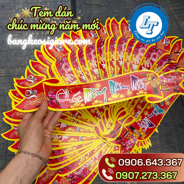 Mua sỉ tem dán, decal dán chúc mừng năm mới đón xuân Mua sỉ tem dán, decal dán chúc mừng năm mới đón xuân