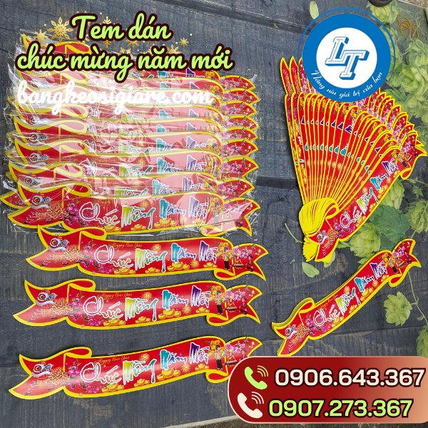 Mua sỉ tem dán, decal dán chúc mừng năm mới đón xuân Mua sỉ tem dán, decal dán chúc mừng năm mới đón xuân
