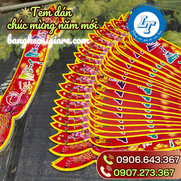 Mua sỉ tem dán, decal dán chúc mừng năm mới đón xuân Mua sỉ tem dán, decal dán chúc mừng năm mới đón xuân
