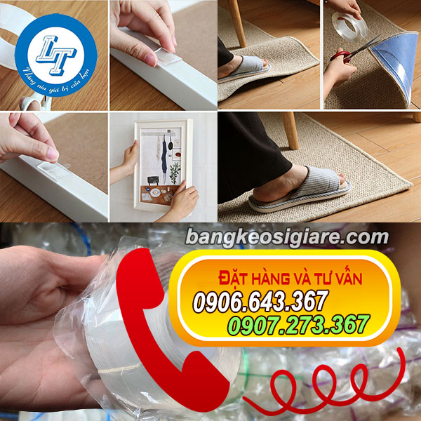 NGUỒN BĂNG KEO 2 MẶT TRONG SUỐT SIÊU DÍNH HCM ứng dụng kích thước băng keo siêu dính 2 mặt