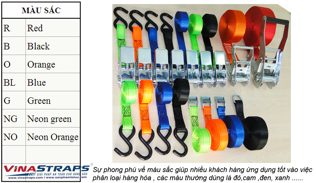 Màu sắc của dây chằng hàng tăng đơ Màu sắc của dây chằng hàng tăng đơ