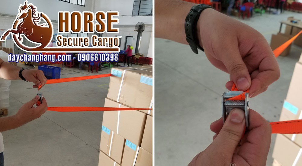 Thay thế màng màng PE quấn pallet bằng dây chằng khóa cam Thay thế màng màng PE quấn pallet bằng dây chằng khóa cam