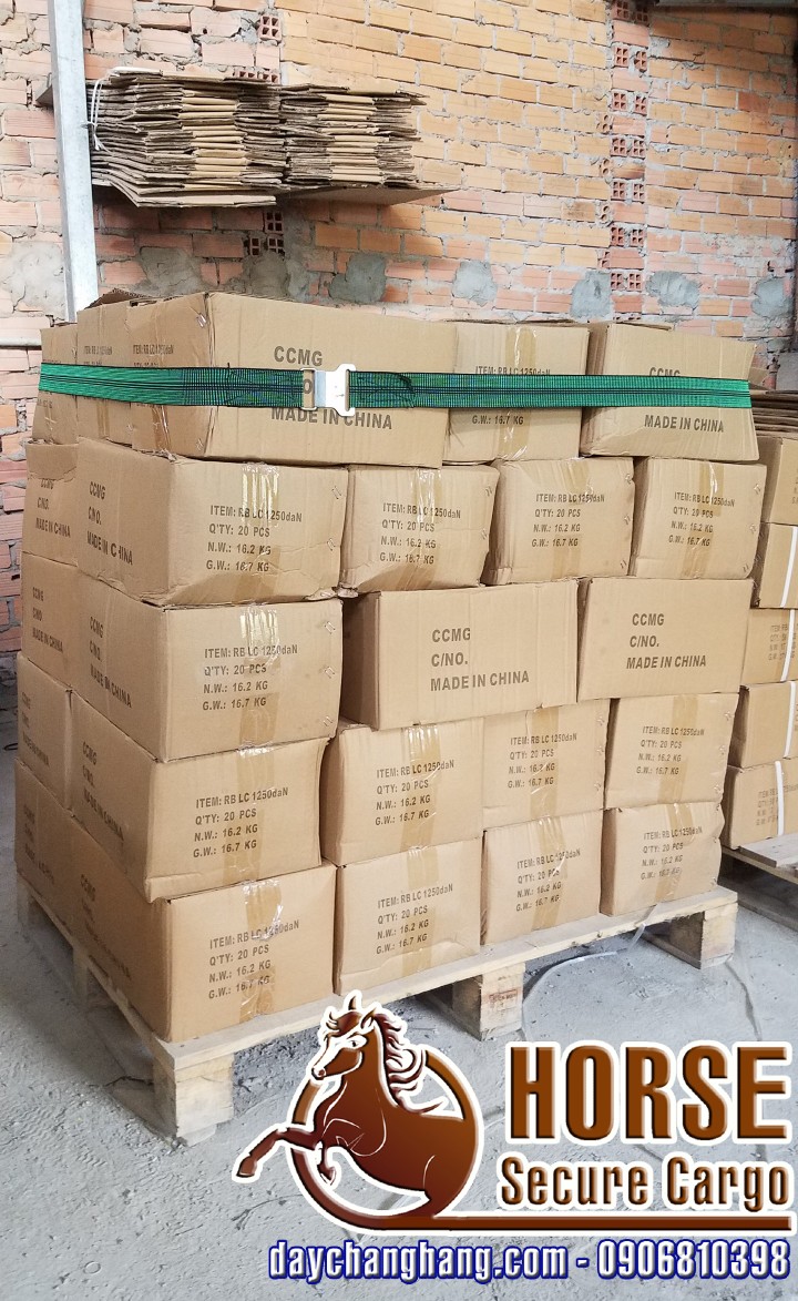 Dây thun bản chằng hàng thay thế màng PE trên pallet Dây thun bản chằng hàng thay thế màng PE trên pallet