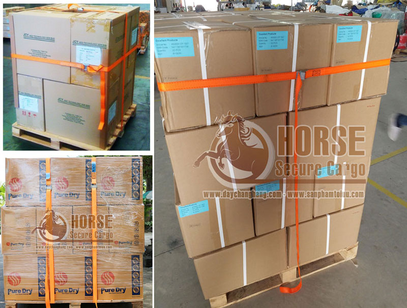 Dây chằng khóa cam ràng hàng trên pallet Dây chằng khóa cam ràng hàng trên pallet