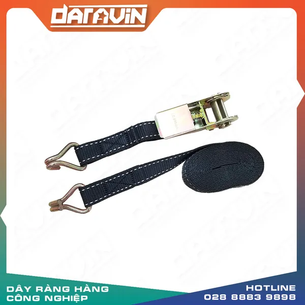 Dây chằng tăng đơ 0.8T bản 25x6m đen móc J