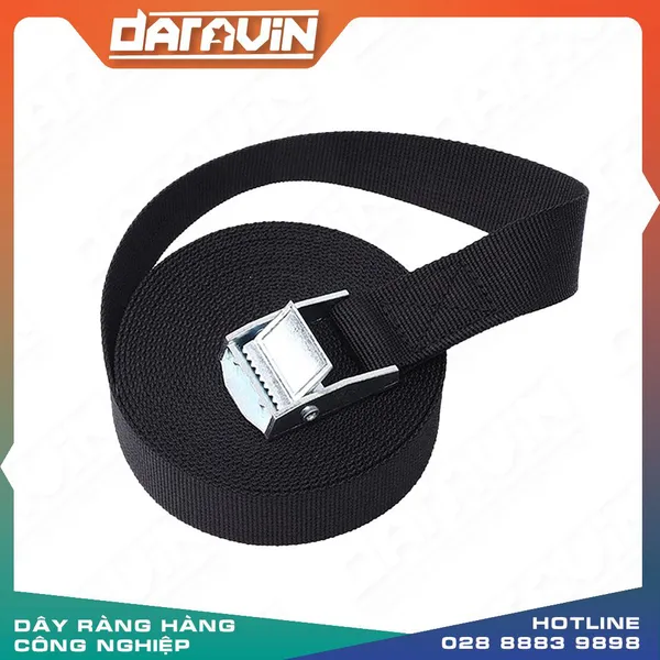 Dây chằng khóa cam bản 25x5m đen không móc