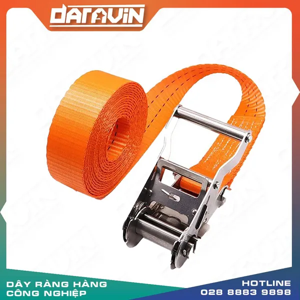 Dây chằng tăng đơ 0.8T bản 25x6m cam không móc