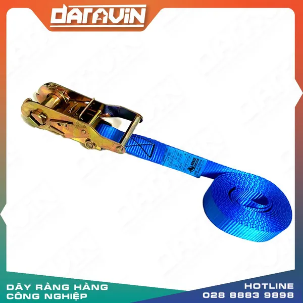 Dây chằng tăng đơ 0.8T bản 25x6m xanh không móc