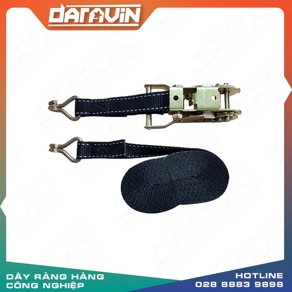 Dây chằng tăng đơ 1.5T bản 25x3m đen  móc J