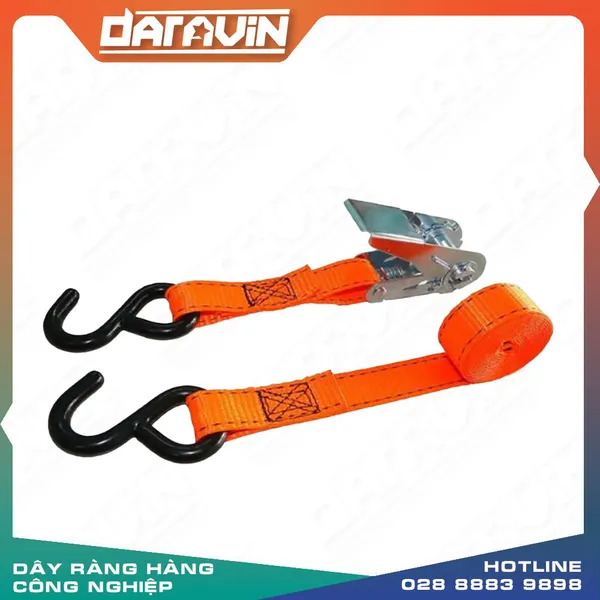 Dây chằng tăng đơ bản 25x3m cam neon móc S