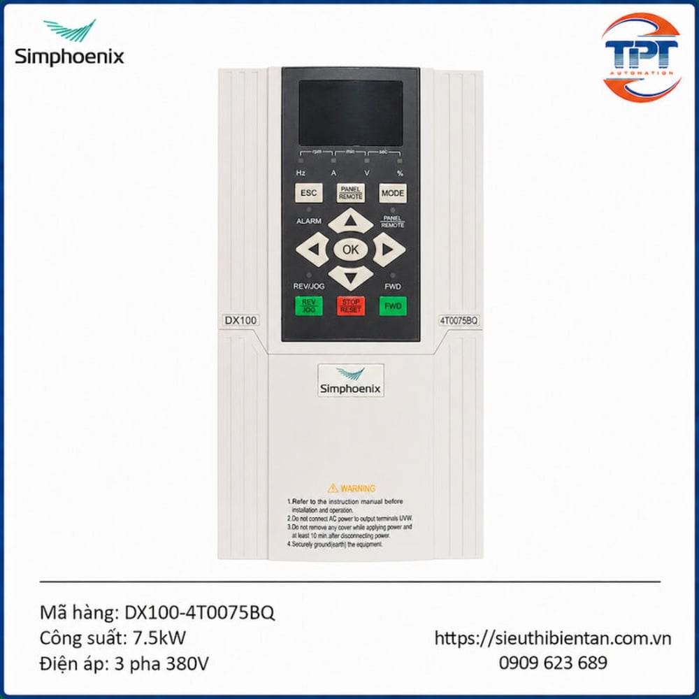 Biến tần 7.5kW 3 pha 380V simphoenix DX100-4T0075BQ