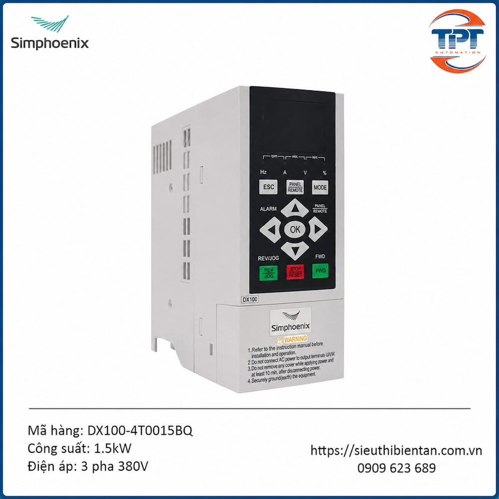 Biến tần 1.5kW 3 pha 380V Simphoenix DX100-4T0015BQ