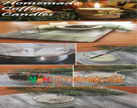 Hãy tìm những miếng sáp cũ cùng với ít bột cà phê để làm các cốc nến hương cafe quyến rũ. Hãy tìm những miếng sáp cũ cùng với ít bột cà phê để làm các cốc nến hương cafe quyến rũ.