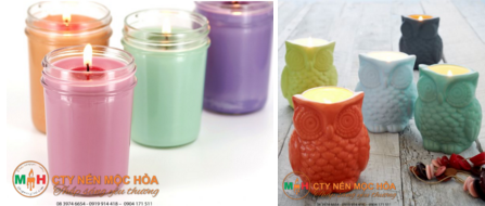 Thông thường nến sẽ được đựng trong bình chứa hình trụ tròn hoặc trụ vuông Thông thường nến sẽ được đựng trong bình chứa hình trụ tròn hoặc trụ vuông