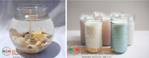 Thông thường nến sẽ được đựng trong bình chứa hình trụ tròn hoặc trụ vuông Thông thường nến sẽ được đựng trong bình chứa hình trụ tròn hoặc trụ vuông