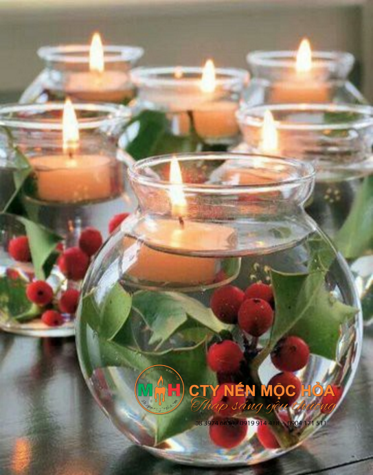 Nến thả nước trụ trang trí bàn tiệc Nến thả nước trụ trang trí bàn tiệc