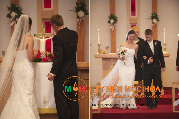 Nến trụ trang trí là vật không thể thiếu trong ngày cưới của người Châu Âu Nến trụ trang trí là vật không thể thiếu trong ngày cưới của người Châu Âu