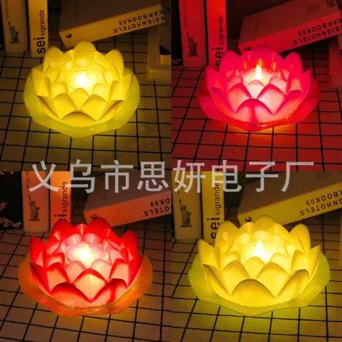 Nến điện tử led pin bông hoa sen ngọn lửa đong đưa dùng trong thờ cúng (vỏ nhựa)