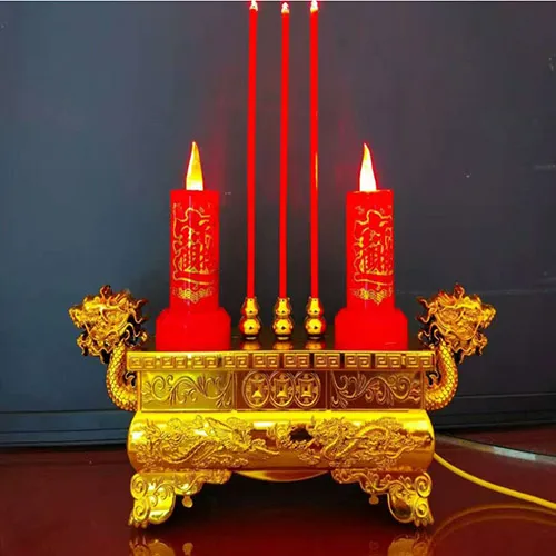 Bộ lư hương, bàn thờ ông bà, tổ tiên (led) điện tử sang trọng