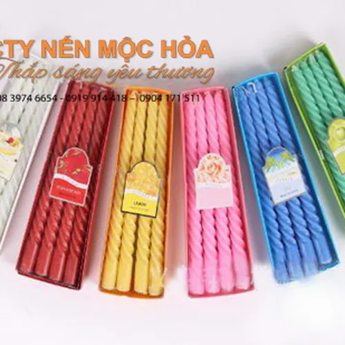 Nến cây taper xoắn thường không khói, không chảy sáp dùng trong trang trí sự kiện, event..v..v..