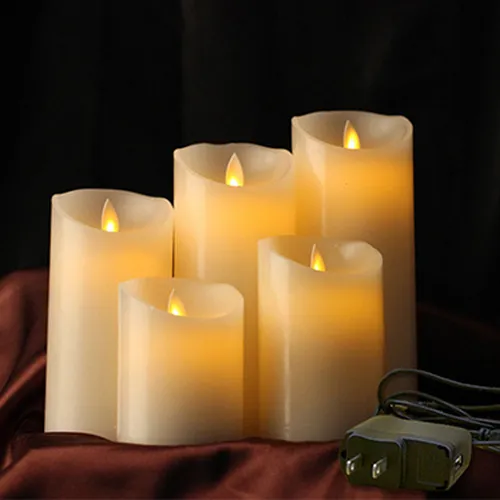 Nến trụ điện tử led Sạc đường kính 75 mm ngọn lửa đong đưa (vỏ sáp)