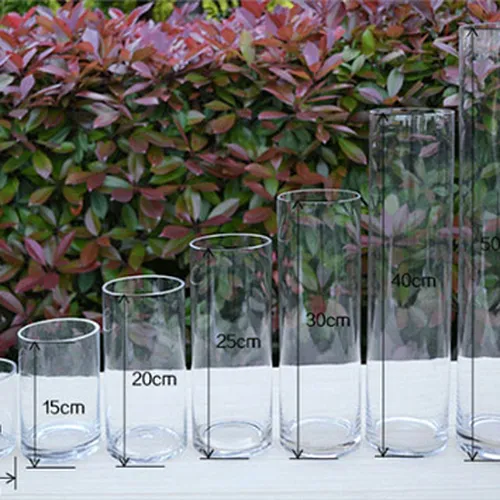 Bình trụ thủy tinh đường kính 100mm dùng trong trang trí, cắm hoa