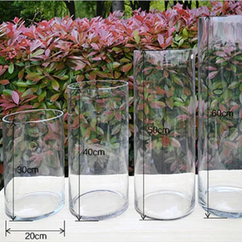 Bình trụ thủy tinh đường kính 200mm dùng trong cắm hoa, trang trí sự kiện, event...