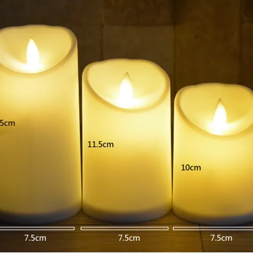 Bộ nến trụ điện tử led đường kính 75 mm ngọn lửa đong đưa (vỏ nhựa)