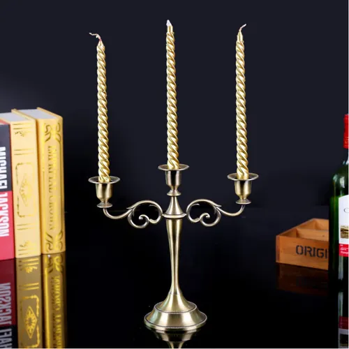 Chân nến cổ điển châu âu 3 giá trơn